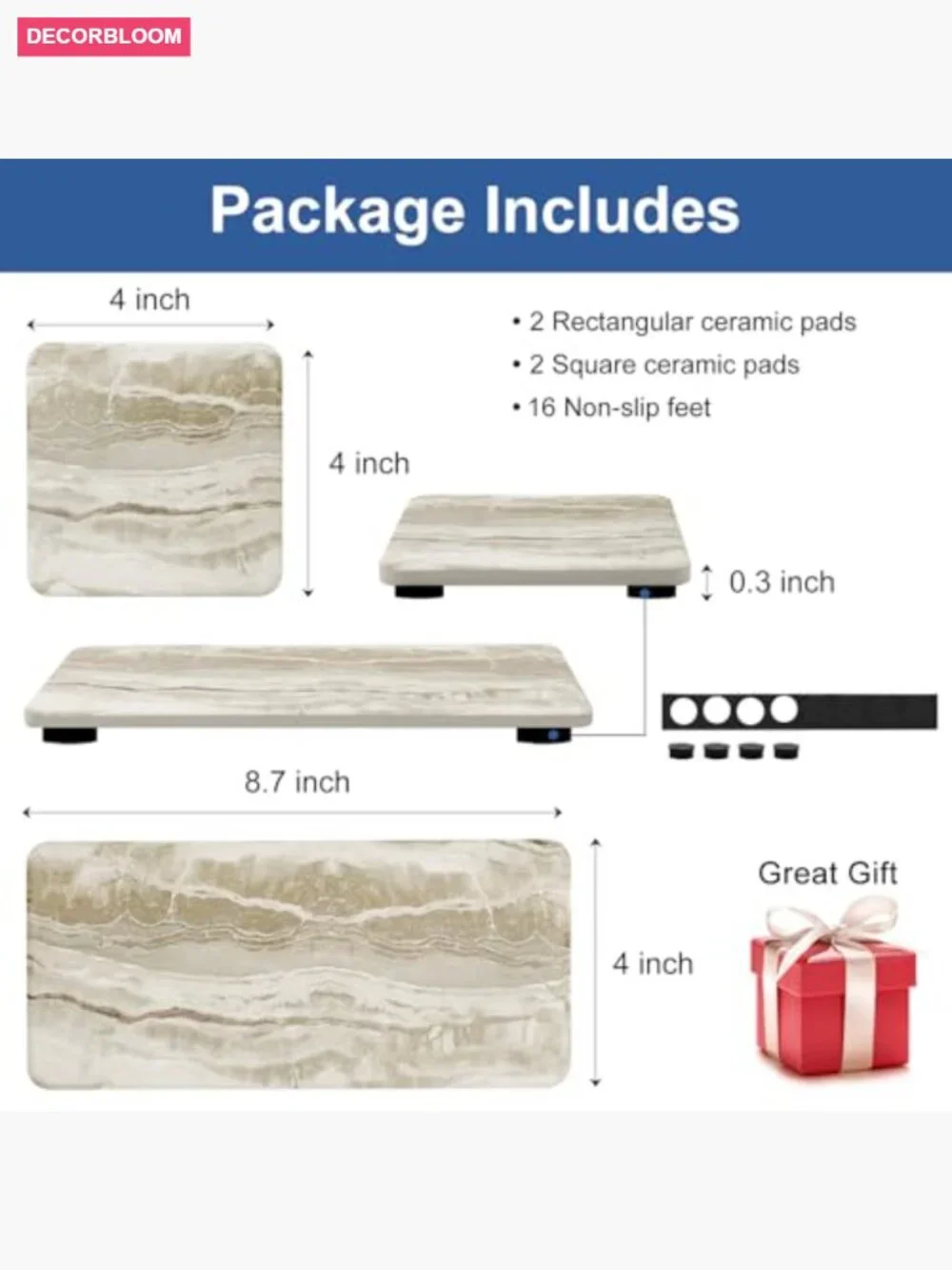 Set of 4 Quick Dry Diatomite Kitchen Sink Soap Tray Coasters